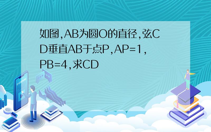 如图,AB为圆O的直径,弦CD垂直AB于点P,AP=1,PB=4,求CD