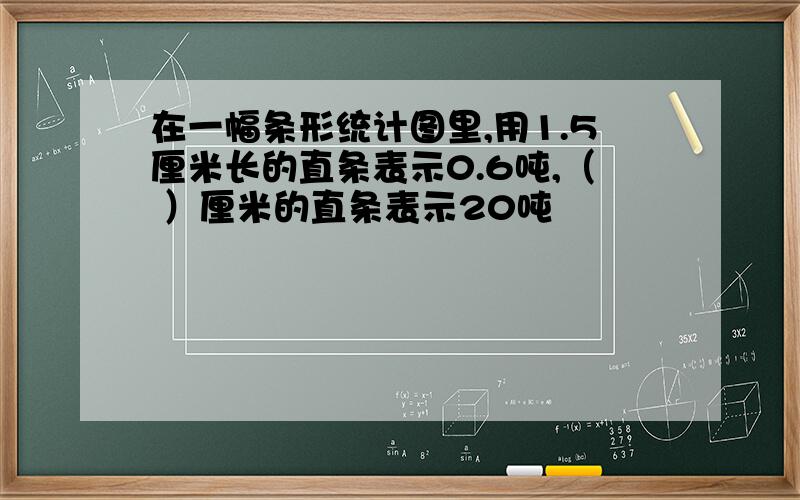 在一幅条形统计图里,用1.5厘米长的直条表示0.6吨,（ ）厘米的直条表示20吨