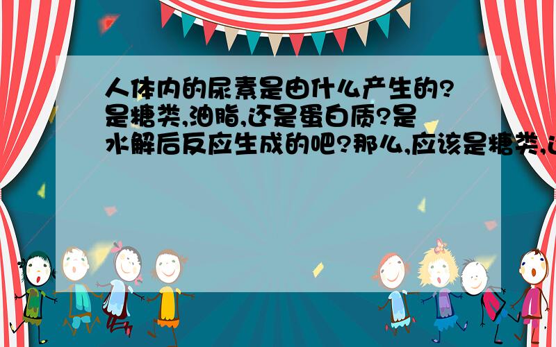 人体内的尿素是由什么产生的?是糖类,油脂,还是蛋白质?是水解后反应生成的吧?那么,应该是糖类,还是甘油,或者脂肪酸?