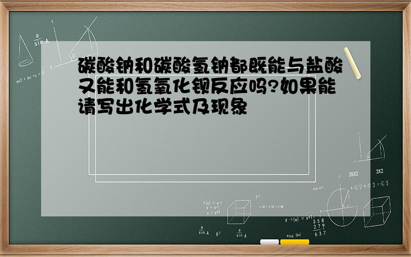 碳酸钠和碳酸氢钠都既能与盐酸又能和氢氧化钡反应吗?如果能请写出化学式及现象