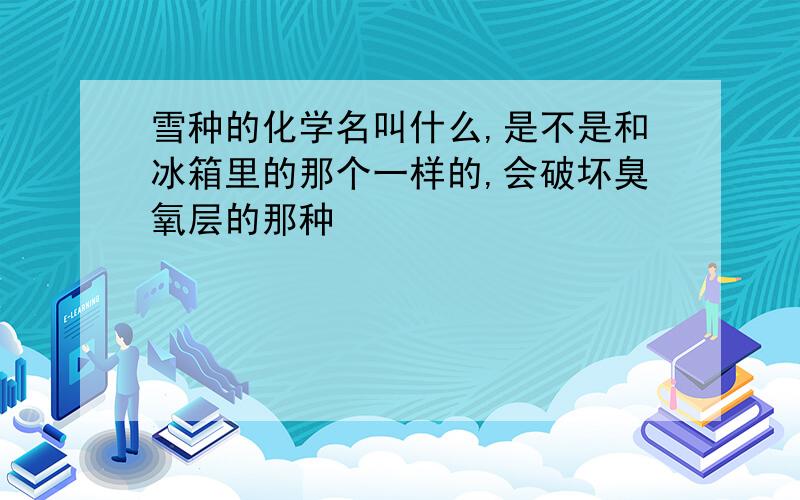 雪种的化学名叫什么,是不是和冰箱里的那个一样的,会破坏臭氧层的那种