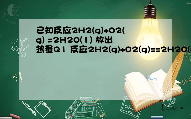 已知反应2H2(g)+O2(g) =2H2O(1) 放出热量Q1 反应2H2(g)+O2(g)==2H2O(g)放出热量Q2,则Q1与Q2的关系是?为什么是 Q1大于 Q2