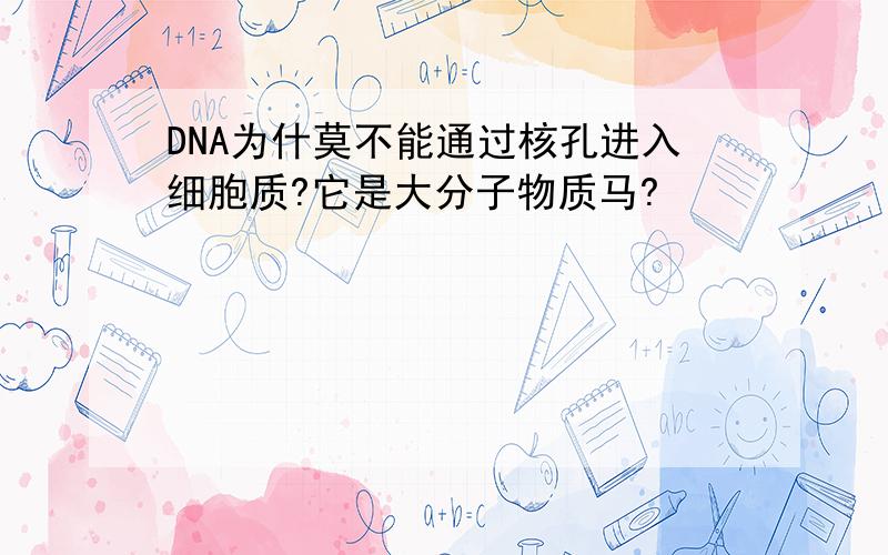 DNA为什莫不能通过核孔进入细胞质?它是大分子物质马?