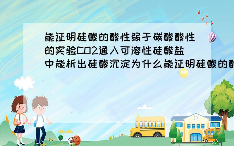 能证明硅酸的酸性弱于碳酸酸性的实验CO2通入可溶性硅酸盐中能析出硅酸沉淀为什么能证明硅酸的酸性弱于碳酸酸性?