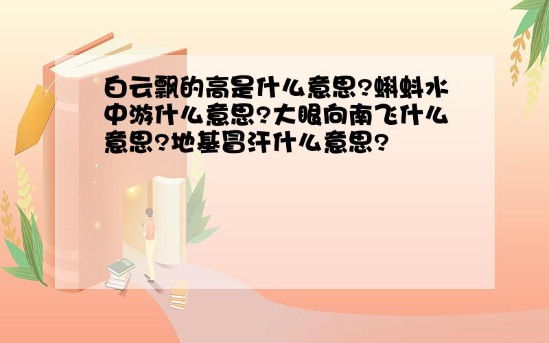 白云飘的高是什么意思?蝌蚪水中游什么意思?大眼向南飞什么意思?地基冒汗什么意思?