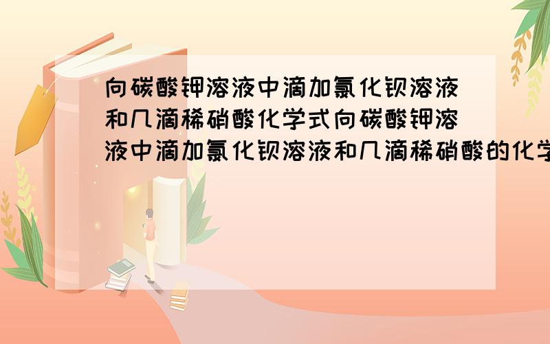 向碳酸钾溶液中滴加氯化钡溶液和几滴稀硝酸化学式向碳酸钾溶液中滴加氯化钡溶液和几滴稀硝酸的化学式.速度~~~~~~~