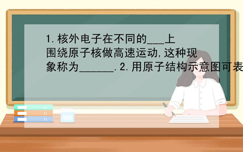 1.核外电子在不同的___上围绕原子核做高速运动,这种现象称为______.2.用原子结构示意图可表示____.原子结构示意图由两部分组成,一是____部分,用圆圈表示,并在其中用“+”号和数字标出原子核