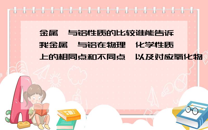 金属镁与铝性质的比较谁能告诉我金属镁与铝在物理,化学性质上的相同点和不同点,以及对应氧化物,氢氧化物的性质,