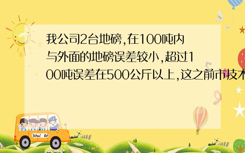 我公司2台地磅,在100吨内与外面的地磅误差较小,超过100吨误差在500公斤以上,这之前市技术监督局也校过