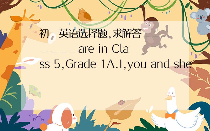 初一英语选择题,求解答_______are in Class 5,Grade 1A.I,you and she                  B.She,you and IC.You,I and she                  D.You,she and I求解,顺便加上理由,Thanks