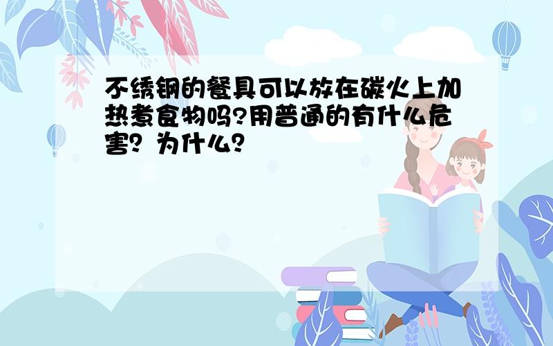 不绣钢的餐具可以放在碳火上加热煮食物吗?用普通的有什么危害？为什么？