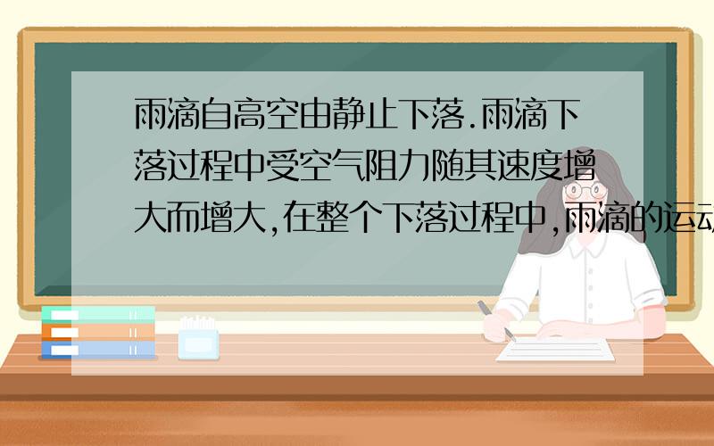 雨滴自高空由静止下落.雨滴下落过程中受空气阻力随其速度增大而增大,在整个下落过程中,雨滴的运动情况