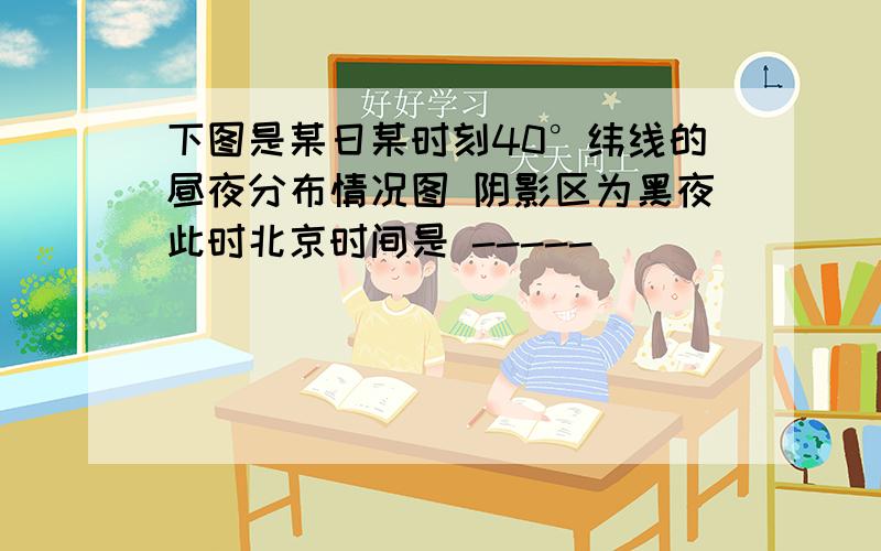 下图是某日某时刻40°纬线的昼夜分布情况图 阴影区为黑夜此时北京时间是 -----