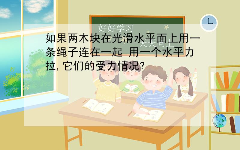 如果两木块在光滑水平面上用一条绳子连在一起 用一个水平力拉,它们的受力情况?