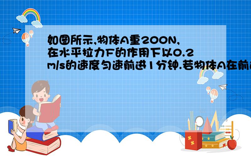 如图所示,物体A重200N,在水平拉力F的作用下以0.2m/s的速度匀速前进1分钟.若物体A在前进过程中受到的摩擦阻力为50N,滑轮组的机械效率为80%.求拉力F的大小及其功率