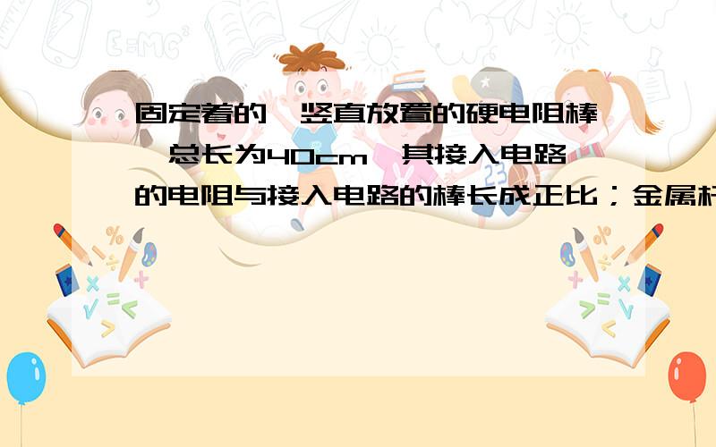 固定着的、竖直放置的硬电阻棒、总长为40cm,其接入电路的电阻与接入电路的棒长成正比；金属杆cd和MP（右端P是滑片）与电路接触良好,电阻不计．小明用该测量仪对小聪、小英和小亮的身