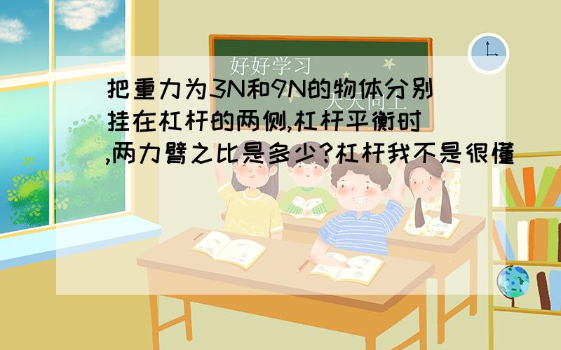 把重力为3N和9N的物体分别挂在杠杆的两侧,杠杆平衡时 ,两力臂之比是多少?杠杆我不是很懂