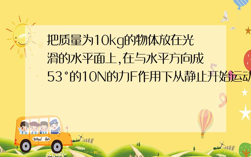 把质量为10kg的物体放在光滑的水平面上,在与水平方向成53°的10N的力F作用下从静止开始运动,在2s内物体获得的动量为?要不要考虑夹角?