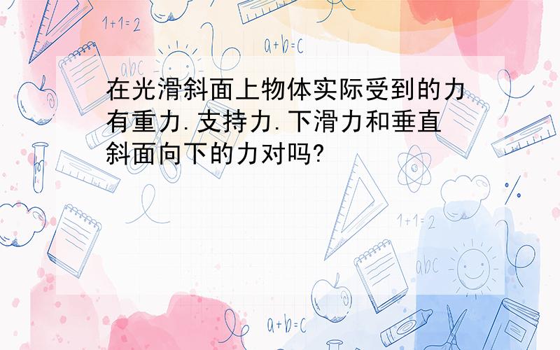 在光滑斜面上物体实际受到的力有重力.支持力.下滑力和垂直斜面向下的力对吗?