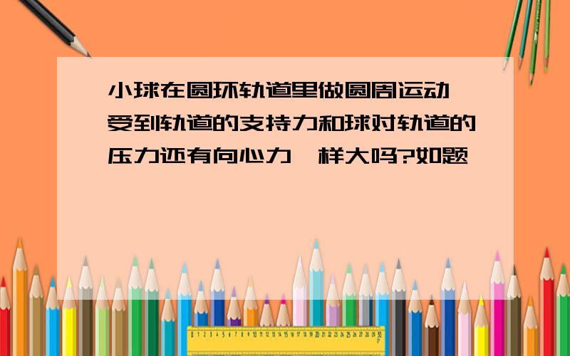 小球在圆环轨道里做圆周运动,受到轨道的支持力和球对轨道的压力还有向心力一样大吗?如题