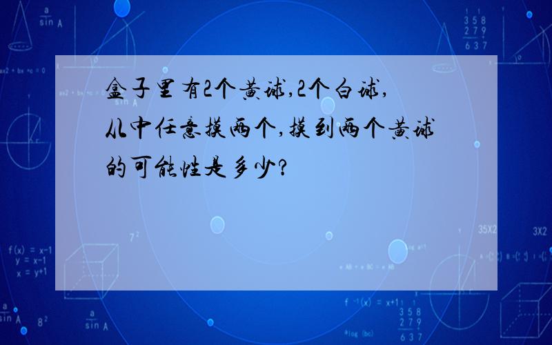 盒子里有2个黄球,2个白球,从中任意摸两个,摸到两个黄球的可能性是多少?