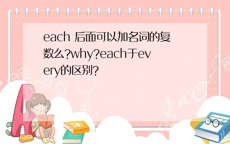 each 后面可以加名词的复数么?why?each于every的区别?