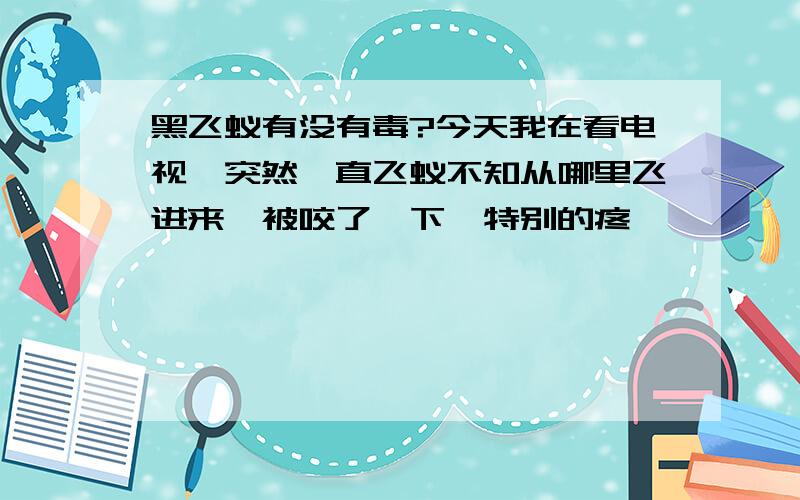 黑飞蚁有没有毒?今天我在看电视,突然一直飞蚁不知从哪里飞进来,被咬了一下,特别的疼,