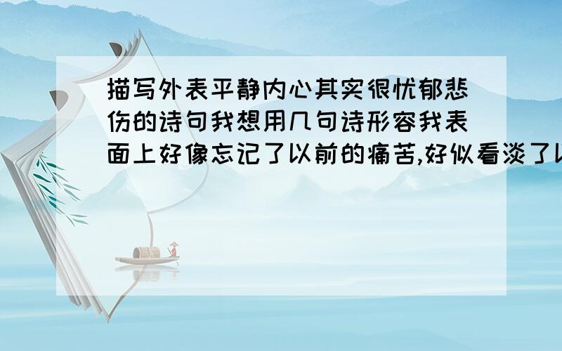 描写外表平静内心其实很忧郁悲伤的诗句我想用几句诗形容我表面上好像忘记了以前的痛苦,好似看淡了以前不美好的童年,但其实内心是很痛苦,很郁闷的诗句~~~