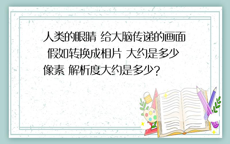 人类的眼睛 给大脑传递的画面 假如转换成相片 大约是多少像素 解析度大约是多少?