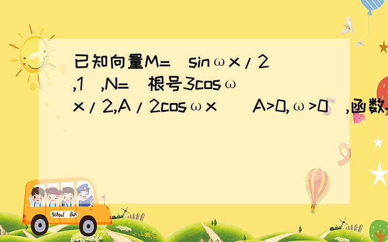 已知向量M=（sinωx/2,1）,N=(根号3cosωx/2,A/2cosωx)(A>0,ω>0),函数f(x)=m*n的最大值为6,最小正周期为π.（1）求A,ω的值 （2）将函数y=f(x)的图像向左平移π/12个单位,在向上平移一个单位,得到函数y=g(x)