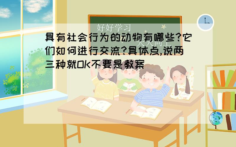 具有社会行为的动物有哪些?它们如何进行交流?具体点,说两三种就OK不要是教案