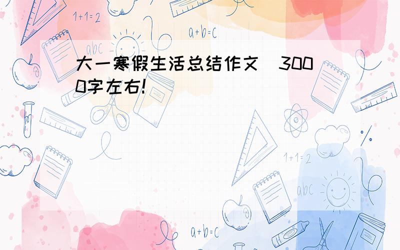 大一寒假生活总结作文（3000字左右!）