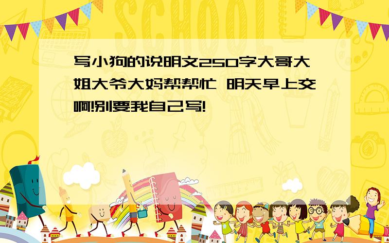 写小狗的说明文250字大哥大姐大爷大妈帮帮忙 明天早上交啊!别要我自己写!