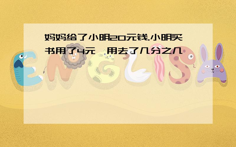 妈妈给了小明20元钱.小明买书用了4元,用去了几分之几