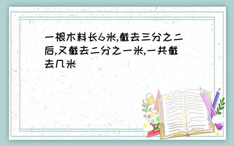 一根木料长6米,截去三分之二后,又截去二分之一米,一共截去几米