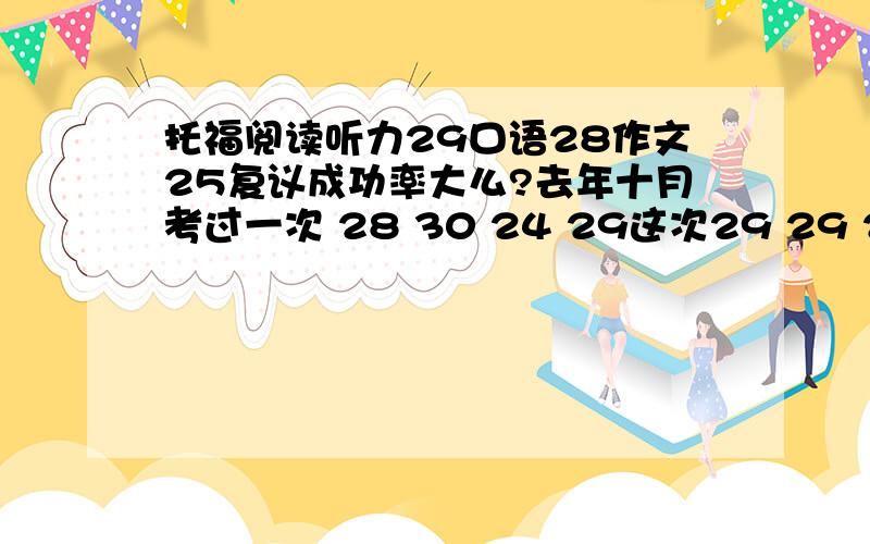 托福阅读听力29口语28作文25复议成功率大么?去年十月考过一次 28 30 24 29这次29 29 28 25个人认为这次作文比第一次写的好 而且是两个good不理解为什么会25…我想复议争取115 但很多人都说复议