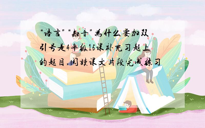 “语言”“知音”为什么要加双引号是4年级15课补充习题上的题目,阅读课文片段完成练习