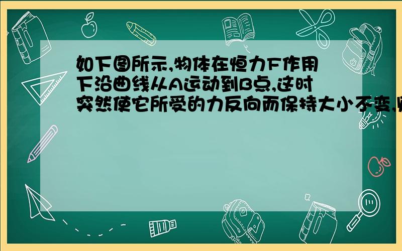 如下图所示,物体在恒力F作用下沿曲线从A运动到B点,这时突然使它所受的力反向而保持大小不变,则在此力的作用下,对于物体以后的运动情况,下列说法正确的是:1、沿Ba 运动2、沿Bb 运动3、沿B