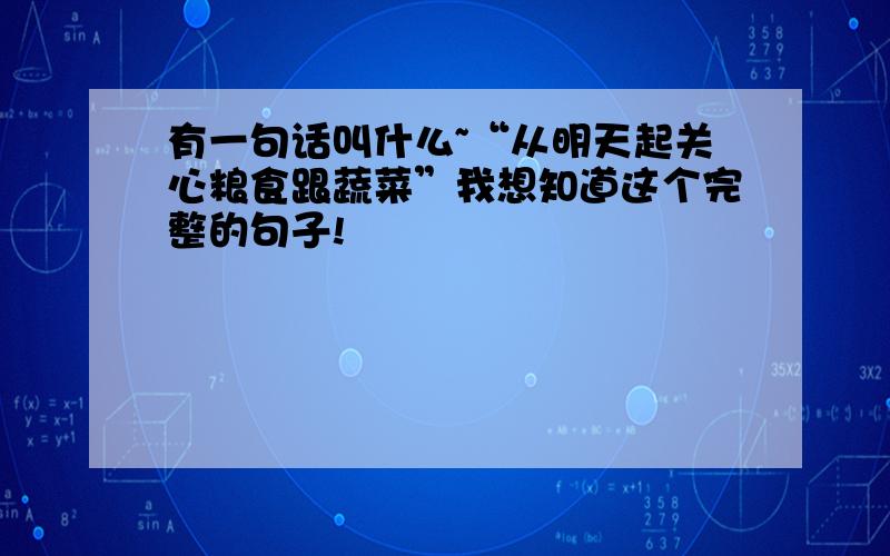 有一句话叫什么~“从明天起关心粮食跟蔬菜”我想知道这个完整的句子!