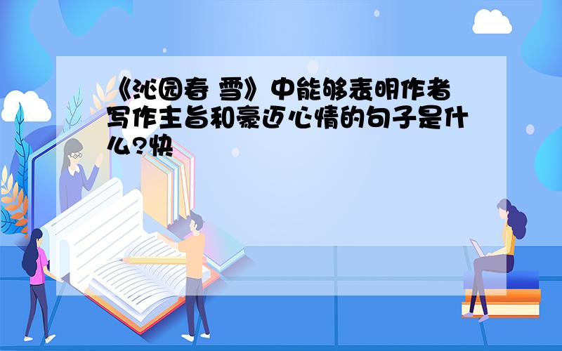 《沁园春 雪》中能够表明作者写作主旨和豪迈心情的句子是什么?快