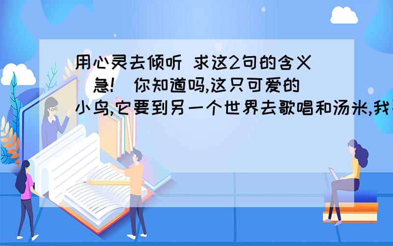 用心灵去倾听 求这2句的含义(急!)你知道吗,这只可爱的小鸟,它要到另一个世界去歌唱和汤米,我要到另外一个世界曲歌唱的含义!谢谢!@