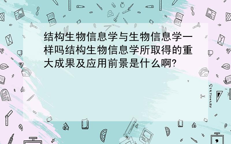 结构生物信息学与生物信息学一样吗结构生物信息学所取得的重大成果及应用前景是什么啊?