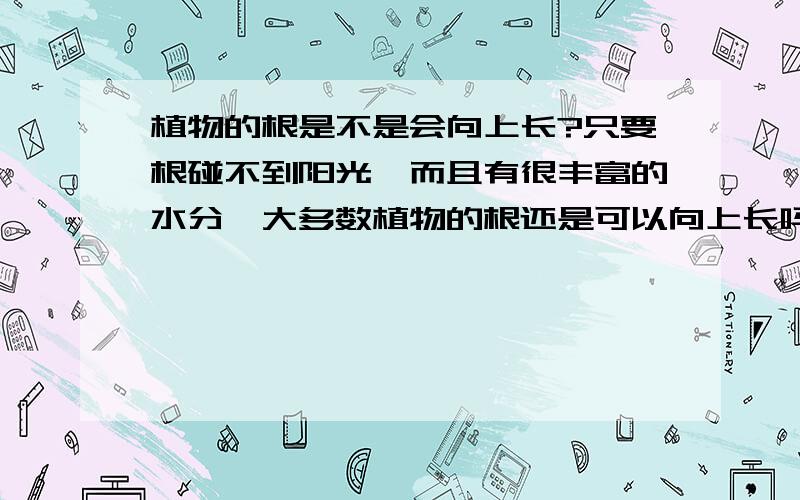 植物的根是不是会向上长?只要根碰不到阳光,而且有很丰富的水分,大多数植物的根还是可以向上长吗?