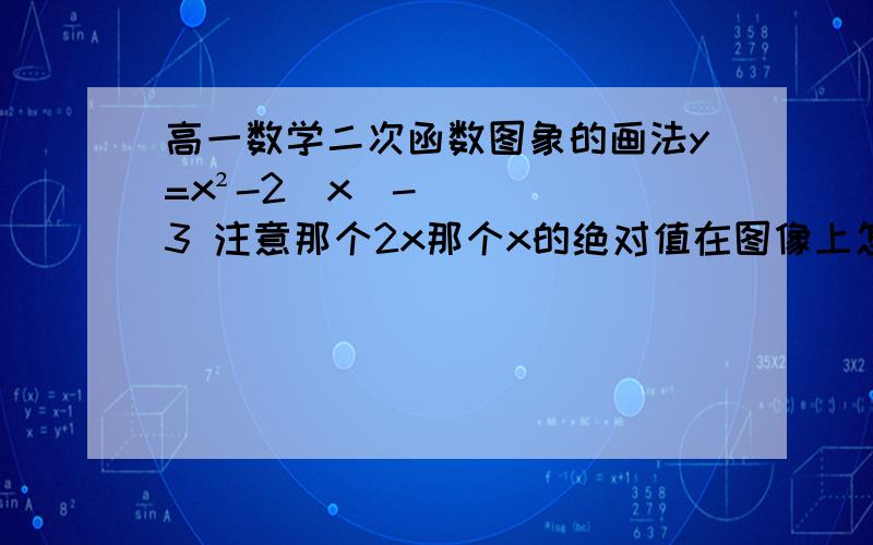 高一数学二次函数图象的画法y=x²-2|x|-3 注意那个2x那个x的绝对值在图像上怎表现出来图象是怎样的 方法是?用画图工具画个大致和特殊点我看看啊