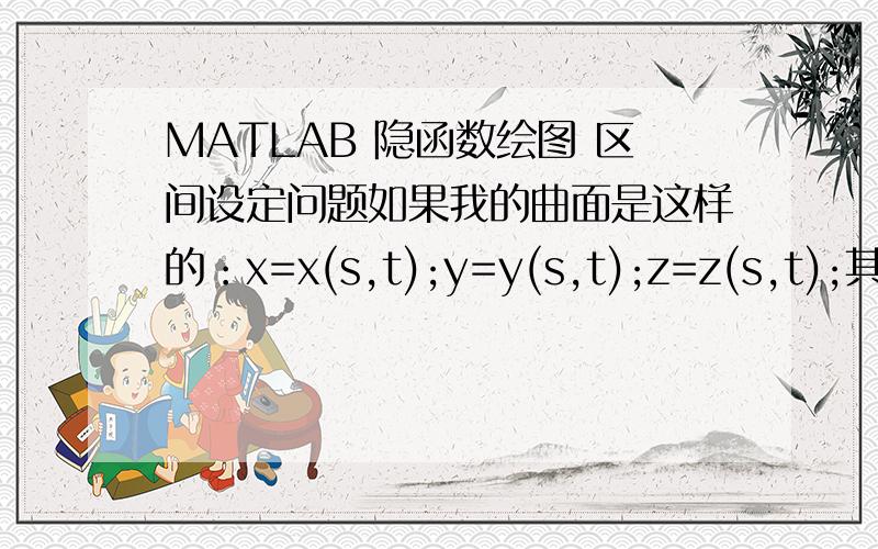 MATLAB 隐函数绘图 区间设定问题如果我的曲面是这样的：x=x(s,t);y=y(s,t);z=z(s,t);其中0