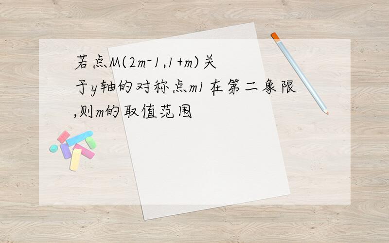 若点M(2m-1,1+m)关于y轴的对称点m1在第二象限,则m的取值范围