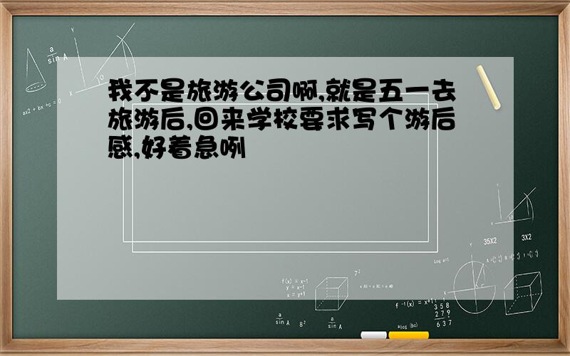 我不是旅游公司啊,就是五一去旅游后,回来学校要求写个游后感,好着急咧