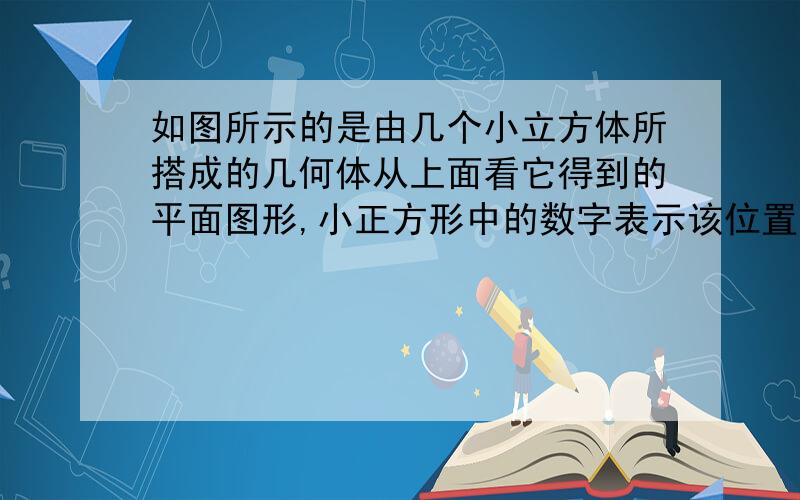 如图所示的是由几个小立方体所搭成的几何体从上面看它得到的平面图形,小正方形中的数字表示该位置小立方体木块的个数,请画出相应几何体从正面和左面看它所得到的平面图形.很着急..