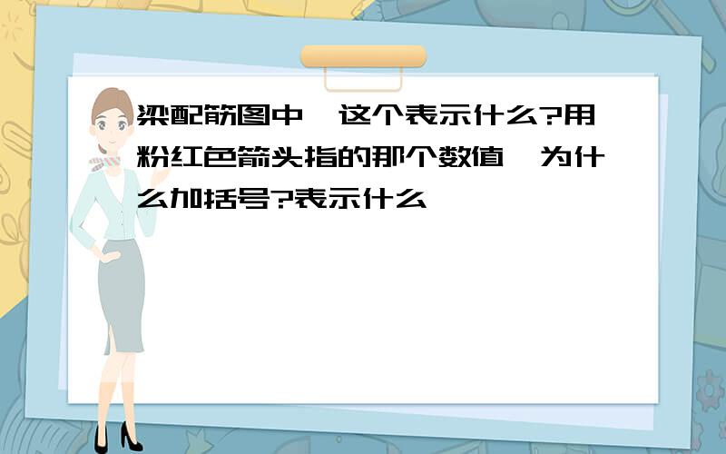 梁配筋图中,这个表示什么?用粉红色箭头指的那个数值,为什么加括号?表示什么