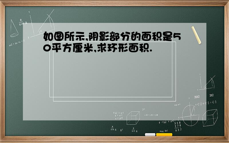 如图所示,阴影部分的面积是50平方厘米,求环形面积.